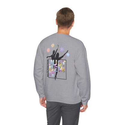 “Just Dew Drop It” Back Print ADULT Sweatshirt + “Nutcracker 2025” Front – Unisex Heavy Blend Crewneck | Ballet Dewdrop Fairy Holiday Dance Apparel
