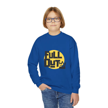 "Full Out" Youth Crewneck Sweatshirt – Bold Streetwear-Inspired Dance Graphic Pullover for Kids and Teens