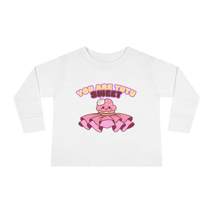 "You Are Tutu Sweet" Toddler Dance T-Shirt – Kawaii Cupcake in Tutu Graphic Long Sleeve Tee for Kids