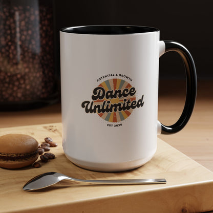 "Dance Unlimited – Potential & Growth" Accent Coffee Mug – Retro-Inspired Ceramic Mug for Dancers and Creative Dreamers