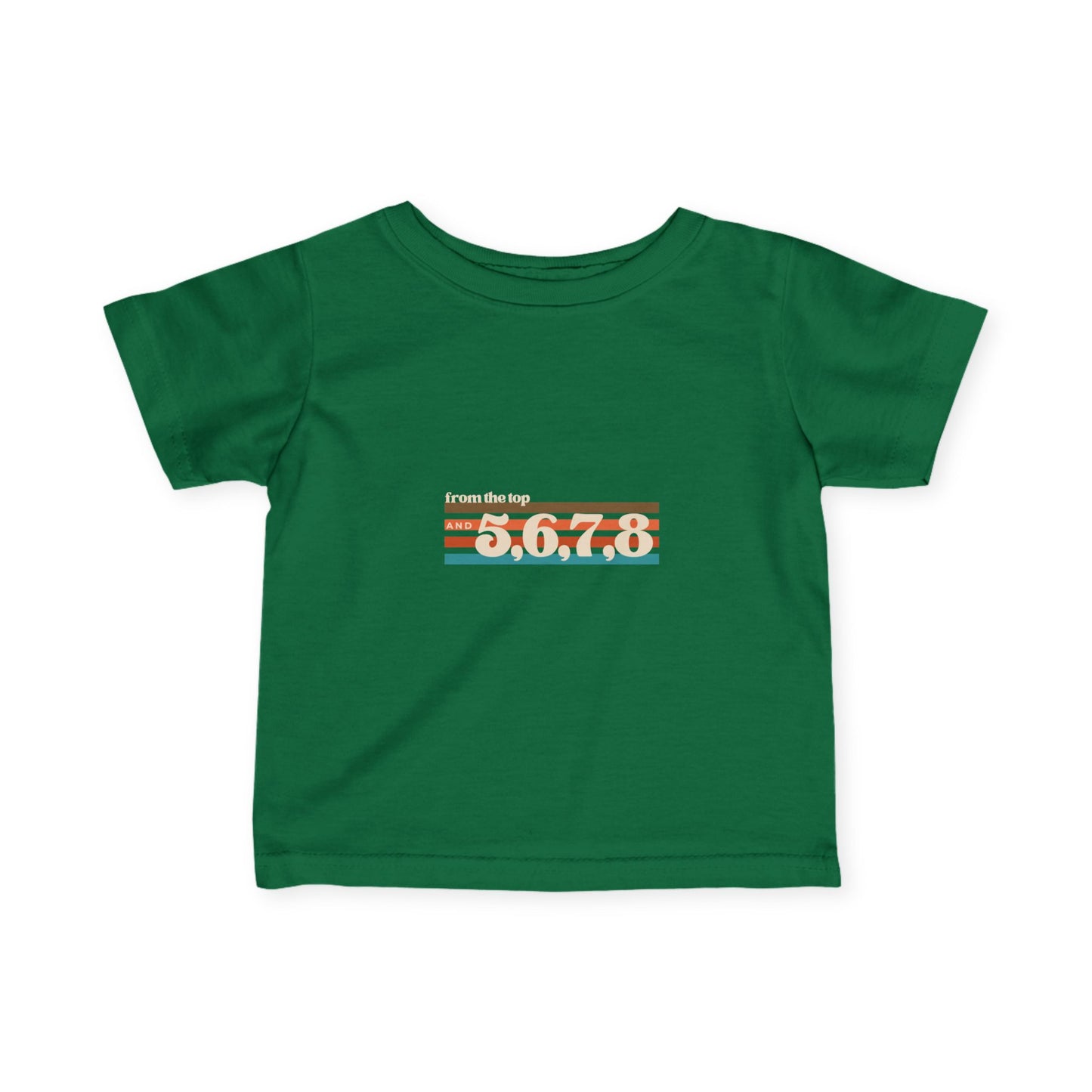 "From the Top and 5,6,7,8" Infant Fine Jersey Tee – Retro Dance-Inspired Baby T-Shirt for Tiny Performers and Future Choreographers