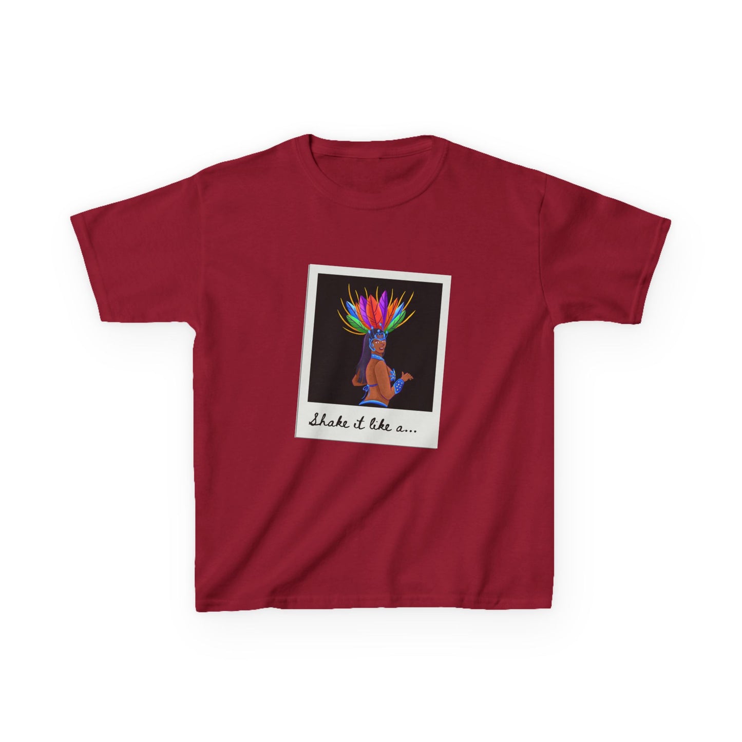 "Shake It Like a..." Youth Short Sleeve Tee – Carnival-Inspired Samba Dancer Graphic Dance Shirt for Kids
