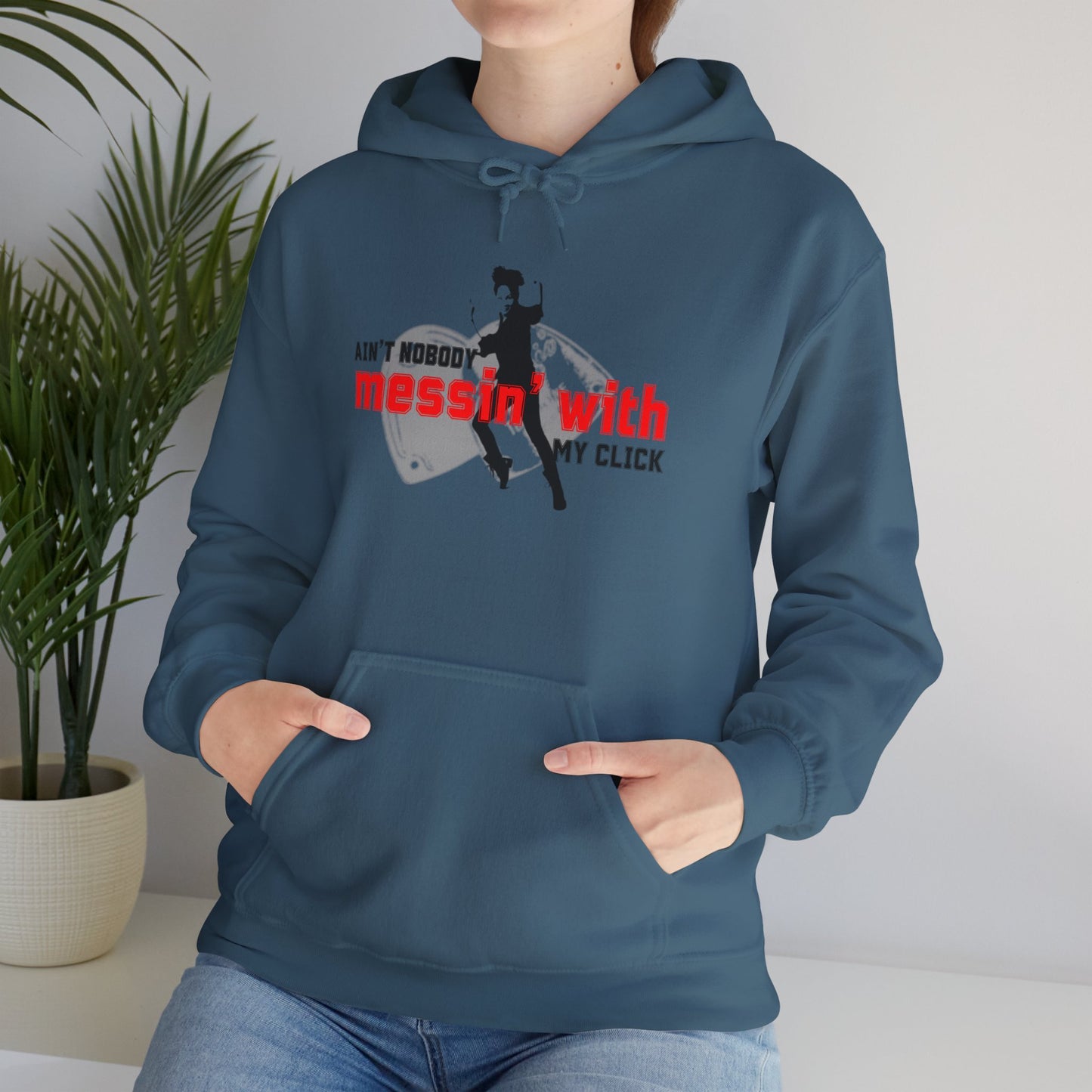 “Ain’t Nobody Messin’ with My Click” Tap Dance Graphic with Tap Shoes & Dancer | Streetwear-Inspired Tap Dancing Hoodie for Dancers - Unisex Heavy Blend™ Hooded Sweatshirt