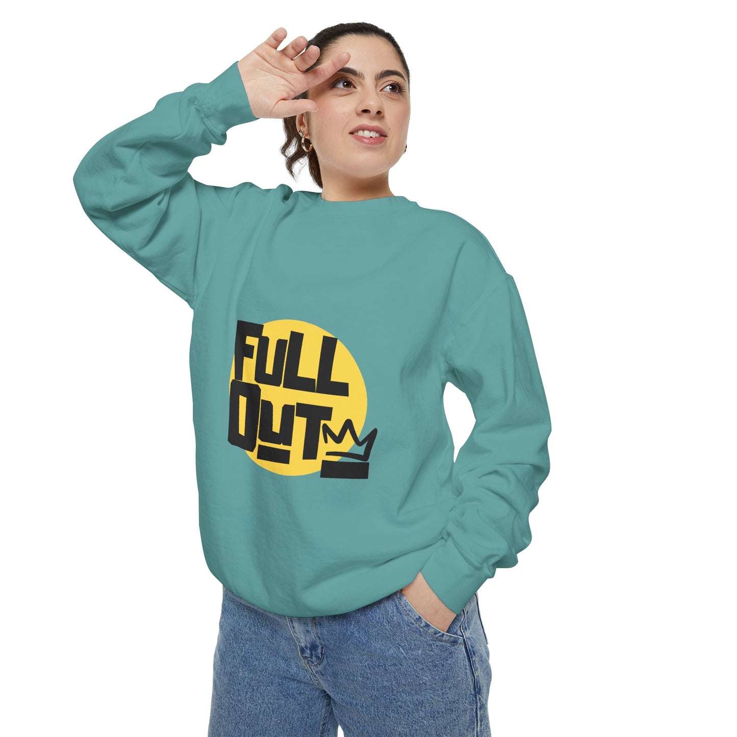 "Full Out" Unisex Lightweight Crewneck Sweatshirt – Bold Streetwear-Inspired Dance Graphic Pullover for Dancers & Performers