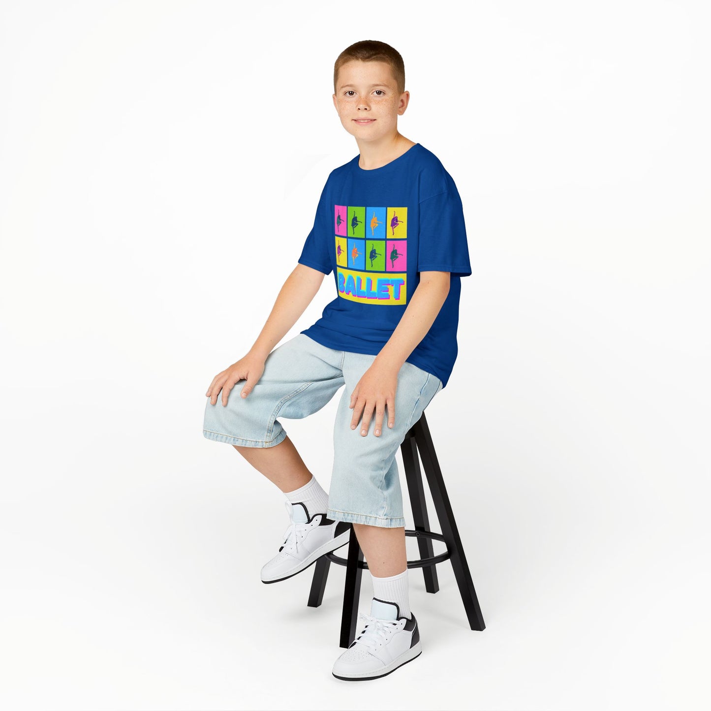 "Ballet" Youth Short Sleeve T-Shirt – Pop Art Inspired Design with Ballet Dancer Graphics – Dance Apparel for Kids