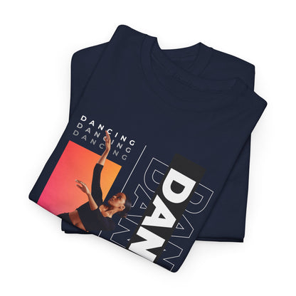 “Dancing” Streetwear-Inspired Female Dancer Unisex Heavy Cotton Tee – Urban Dance Graphic T-Shirt for Performers and Dance Lovers