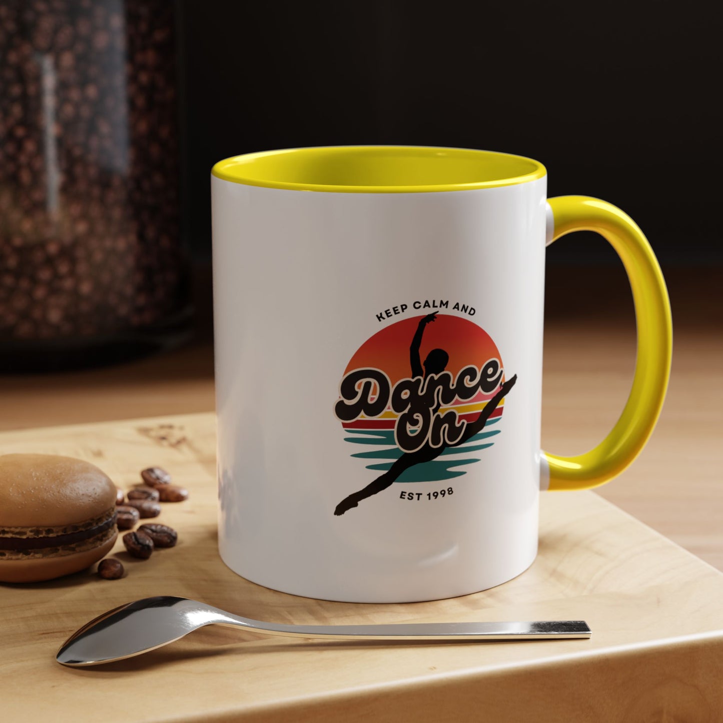 "Keep Calm and Dance On" Accent Coffee Mug – Motivational Dance Quote Ceramic Mug for Dancers and Instructors