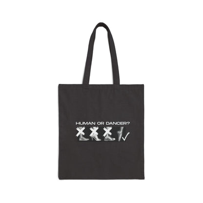 “Human or Dancer” Cotton Canvas Tote Bag with Cute X-Ray Ballet Feet Graphic – Personalized Dance Tote with Custom Name or Studio Option