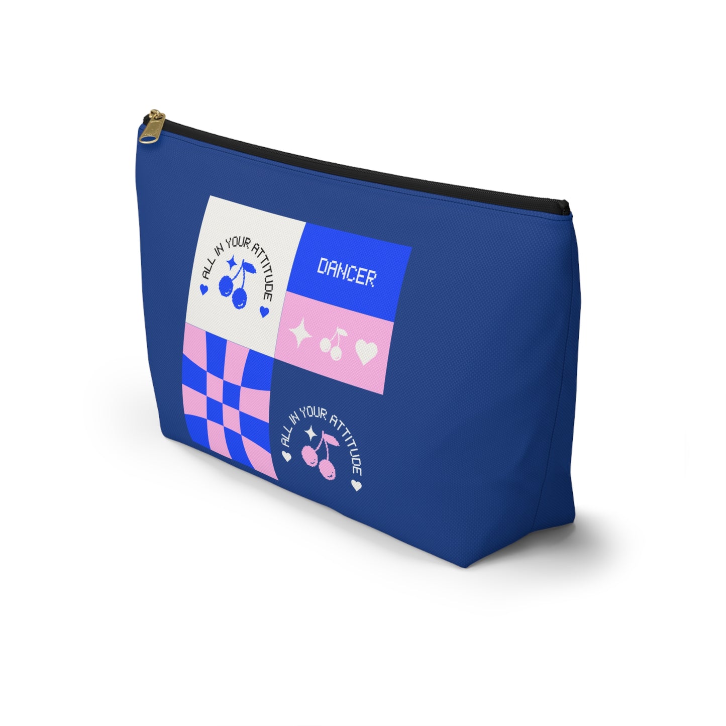 "Dancer - All in Your Attitude" Makeup Bag – Cute Retro Dance Graphic – Inspirational Dance-Themed Zipper Pouch for Cosmetics, Accessories & Gifts