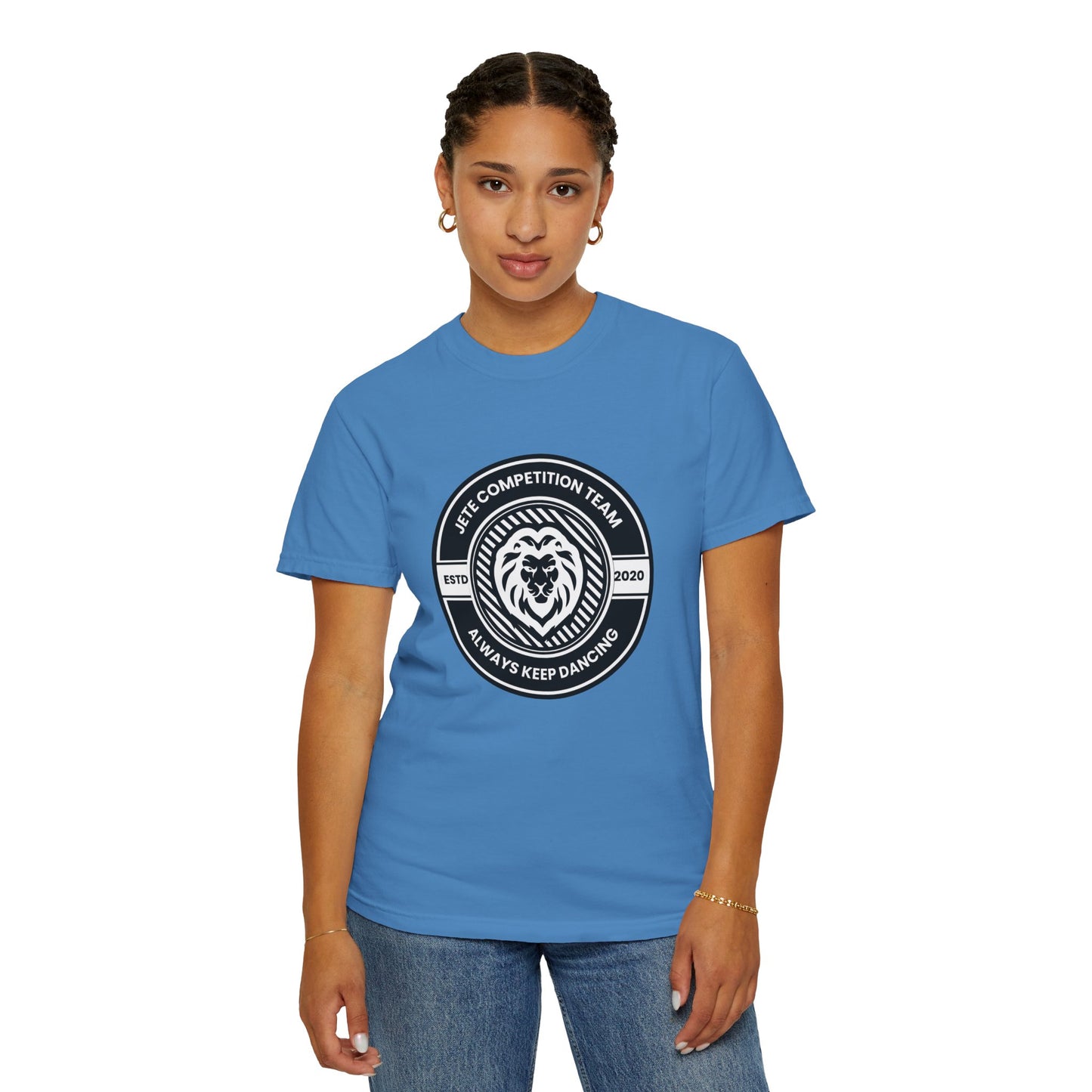 "Jeté Competition Team,  Always Keep Dancing" Unisex Garment-Dyed T-Shirt – Collegiate-Style Dance Graphic Tee – Shirt for Dancers & Teams