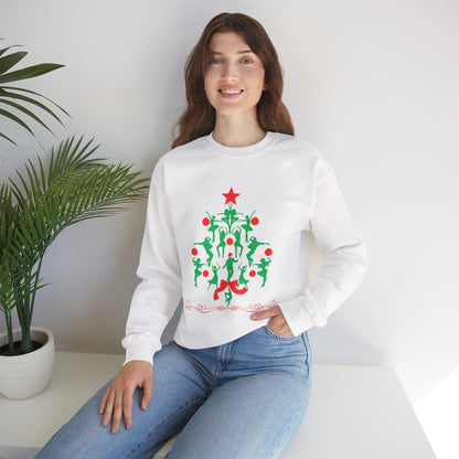 "Christmas Tree Dancer Silhouette" ADULT SWEATSHIRT Unisex Heavy Blend Crewneck – Festive Ballet & Dance Holiday Sweatshirt for Dancers, Teachers, and Studios