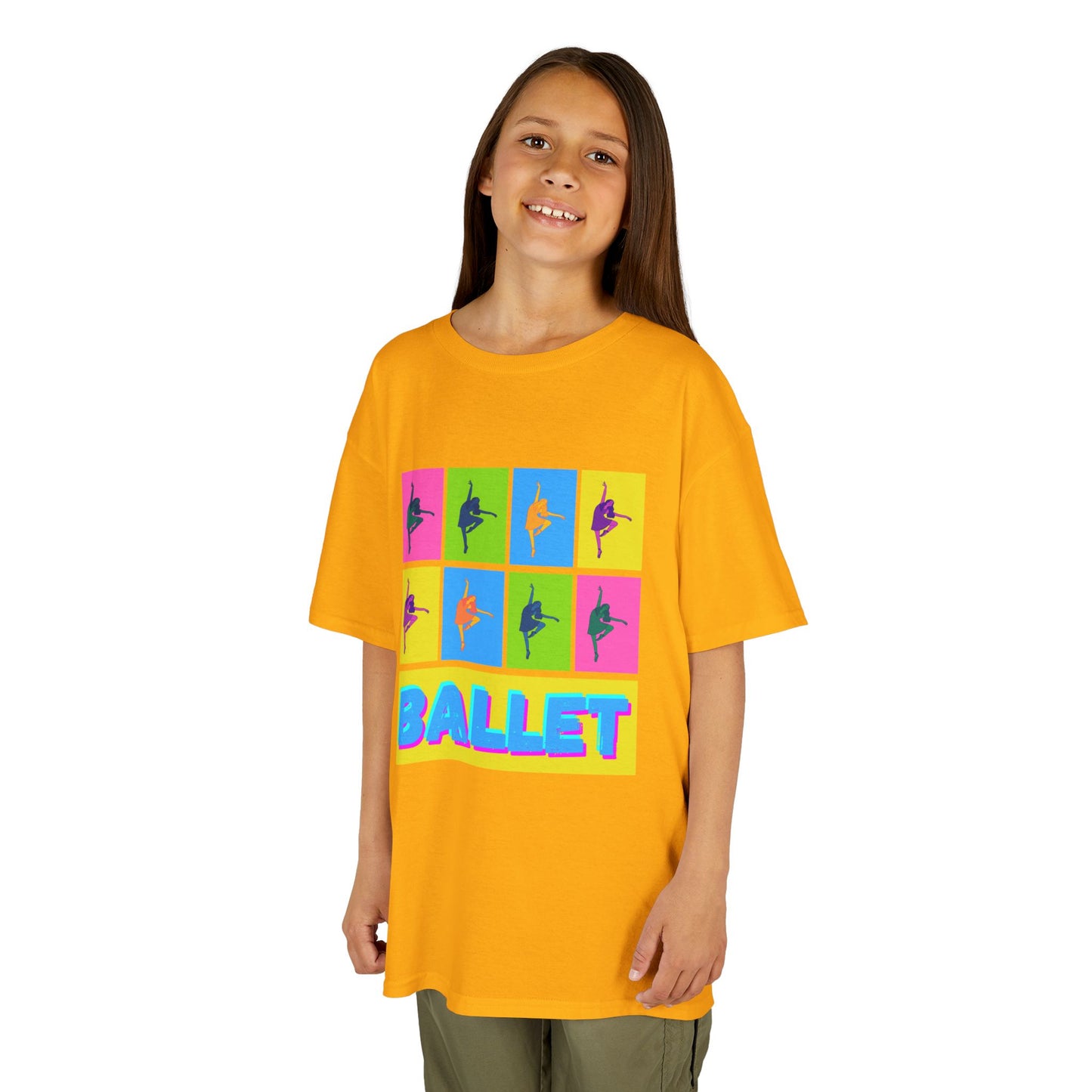 "Ballet" Youth Short Sleeve T-Shirt – Pop Art Inspired Design with Ballet Dancer Graphics – Dance Apparel for Kids