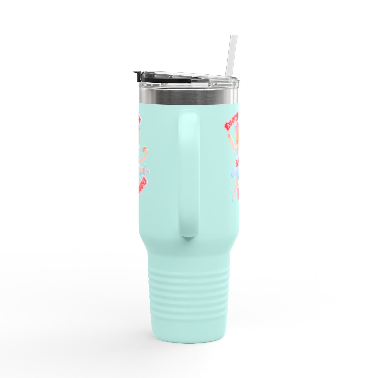 “Every Meow & Then I Dance” Adorable Dancing Cat Graphic | Cute Cat Dance Tumbler for Ballet Lovers & On-the-Go Coffee Enthusiasts - 40oz Insulated Travel Mug