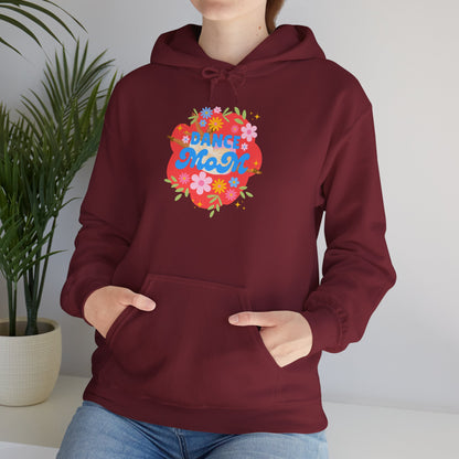 "Dance Mom" Superhero Hoodie – Floral Front Graphic & Fun Back Design | Unisex Hooded Sweatshirt for Proud Dance Parents
