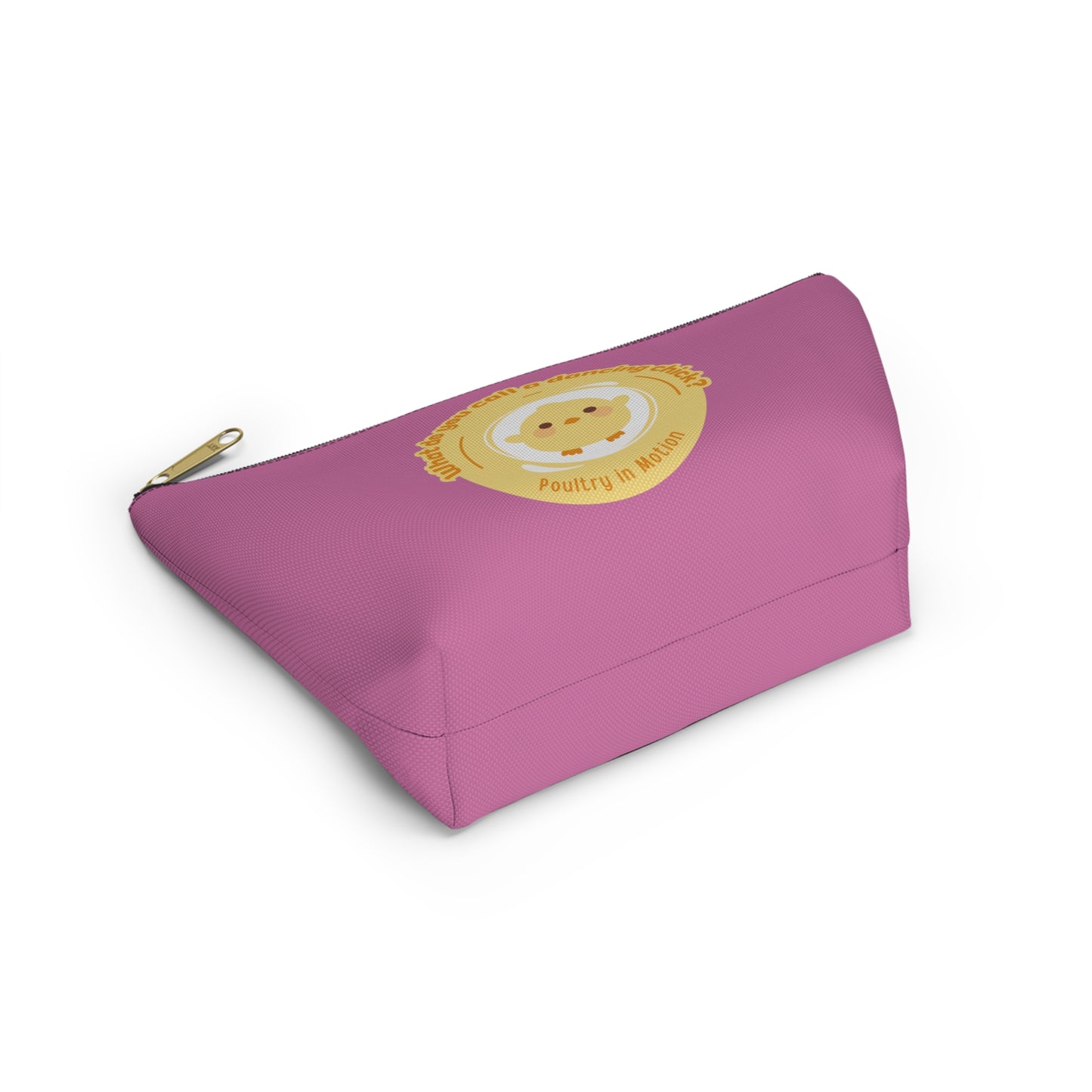 "What do you call a dancing chick? Poultry in Motion." Makeup Bag – Funny Dancing Chick Pun with Cute Chicken Graphic – Dance-Themed Zipper Pouch for Cosmetics, Accessories & Gifts
