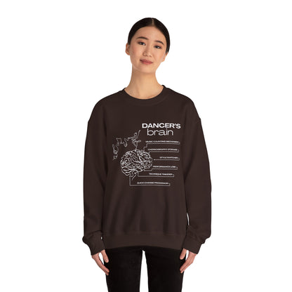 “Dancer’s Brain” Funny Dance Anatomy Sweatshirt – Unisex Heavy Blend Crewneck with Optional Name or Studio Personalization