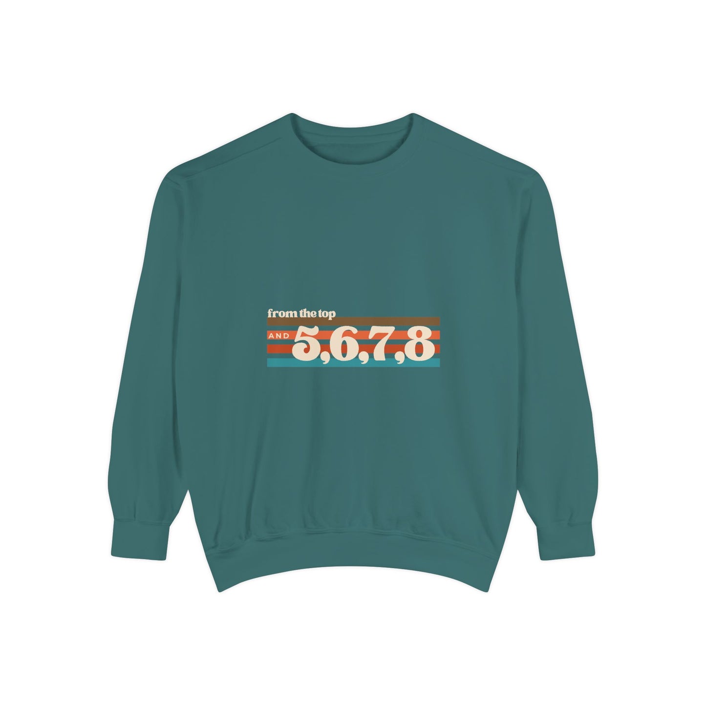 "From the Top and 5 6 7 8" Unisex Lightweight Crewneck Sweatshirt – Retro Dance Graphic Pullover for Dancers & Choreographers