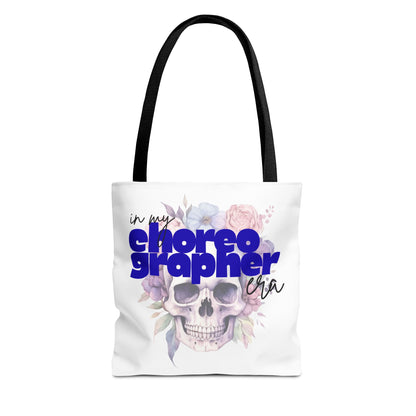 In My Choreographer Era Tote Bag with Colored Handles – Pastel Floral Skull Dance-Inspired Carryall