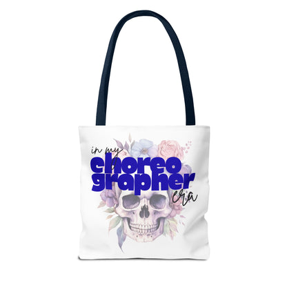 In My Choreographer Era Tote Bag with Colored Handles – Pastel Floral Skull Dance-Inspired Carryall