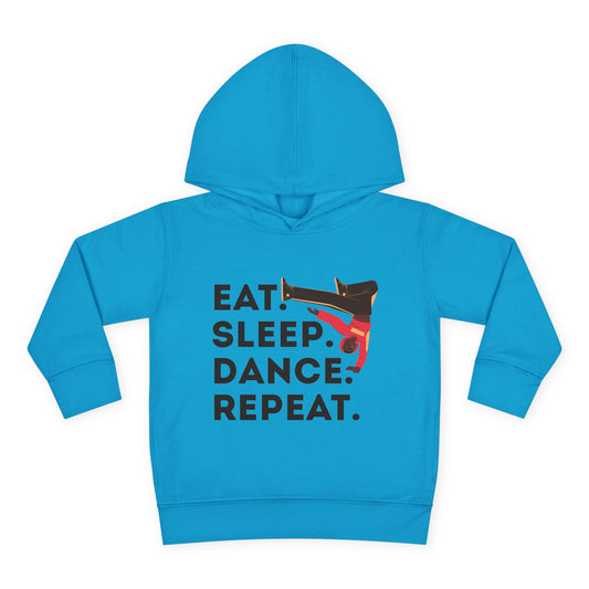 "Eat Sleep Dance Repeat" Toddler Pullover Hoodie – Bold B-Boy Dance Graphic Fleece Sweatshirt for Kids
