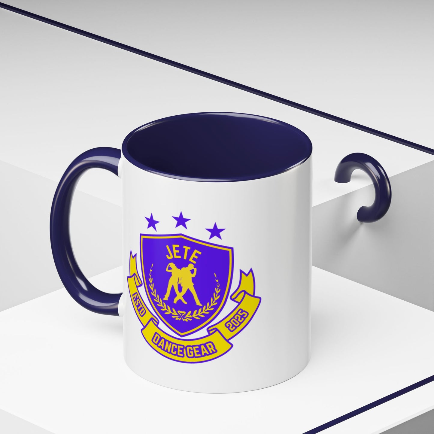 "Jeté Dance Gear Estd 2025" Accent Coffee Mug – Collegiate Style Ceramic Mug for Dancers and Studio Pride