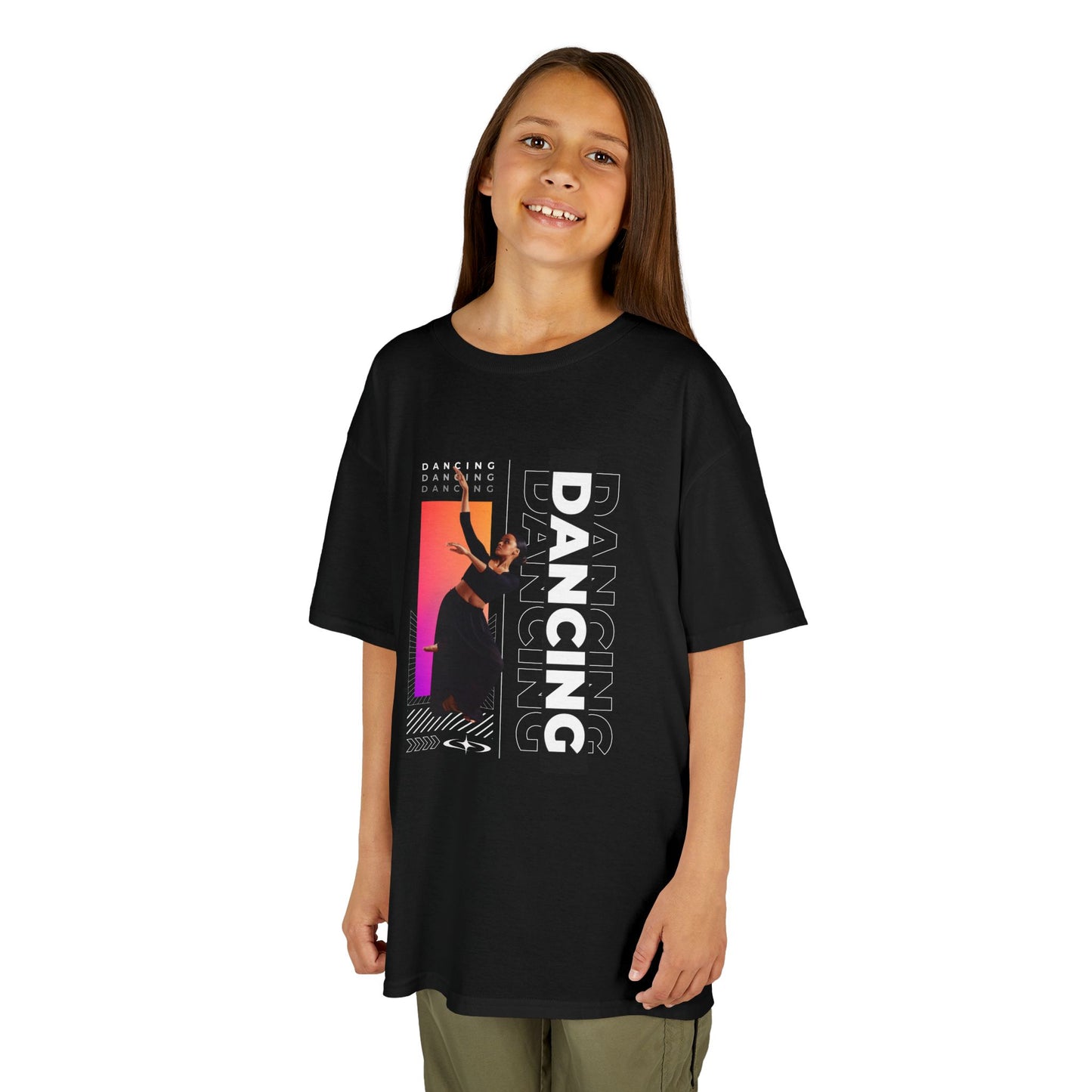 “Dancing” Youth Short Sleeve T-Shirt – Streetwear-Inspired Female Dancer Design – Trendy Kids Dance Graphic Tee