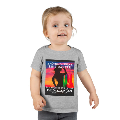 "Line Dancer – Get Your Boots in Line" Toddler Dance T-Shirt – Western-Inspired Short Sleeve Tee for Kids