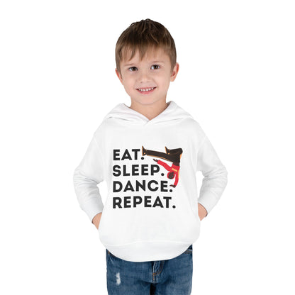 "Eat Sleep Dance Repeat" Toddler Pullover Hoodie – Bold B-Boy Dance Graphic Fleece Sweatshirt for Kids