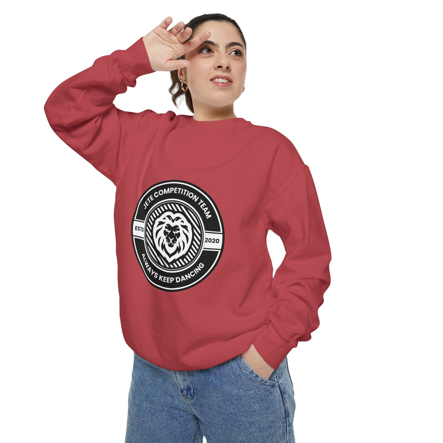 "Jeté Competition Team – Always Keep Dancing" Unisex Lightweight Crewneck Sweatshirt – Collegiate-Inspired Dance Team Pullover for Dancers & Studio Spirit Wear