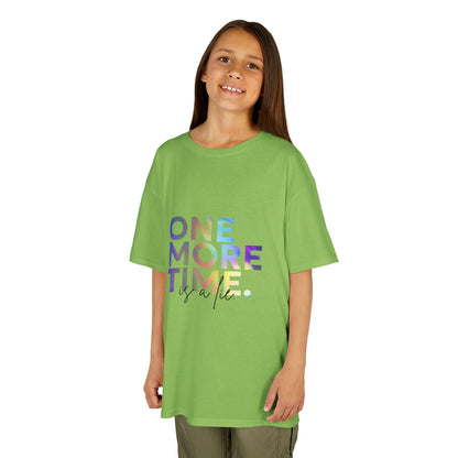 “One More Time is a Lie” Colorful Dancer Shirt – Funny Dance Practice Saying T-Shirt for Kids - Youth Dance Graphic Tee
