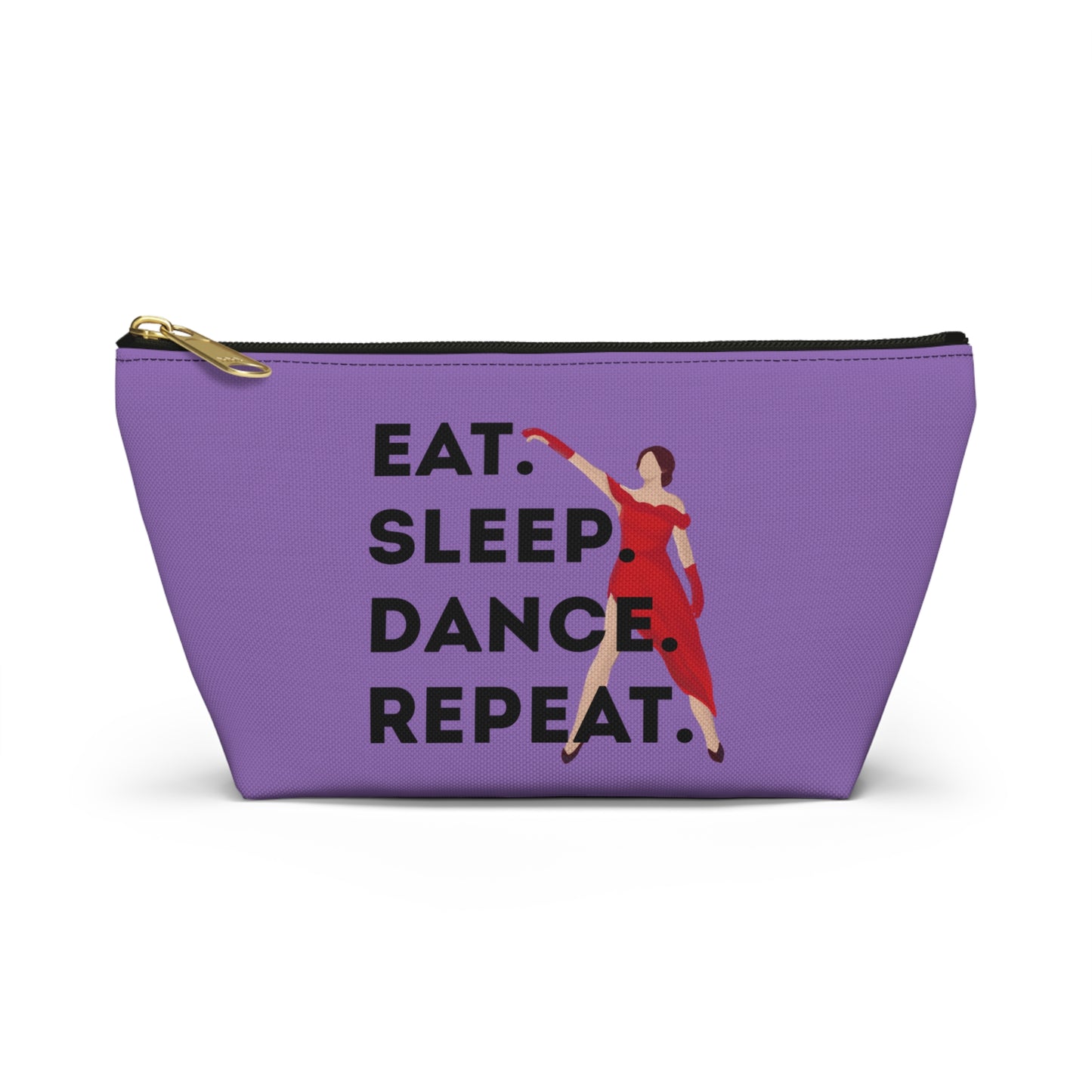 “Eat Sleep Dance Repeat” Makeup Bag – Bold Dancer Graphic – Dance-Themed Zipper Pouch for Cosmetics, Accessories & Travel Essentials