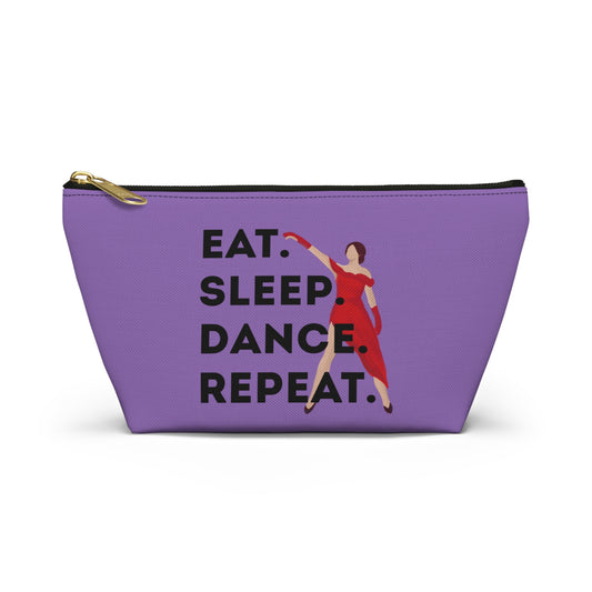 “Eat Sleep Dance Repeat” Makeup Bag – Bold Dancer Graphic – Dance-Themed Zipper Pouch for Cosmetics, Accessories & Travel Essentials