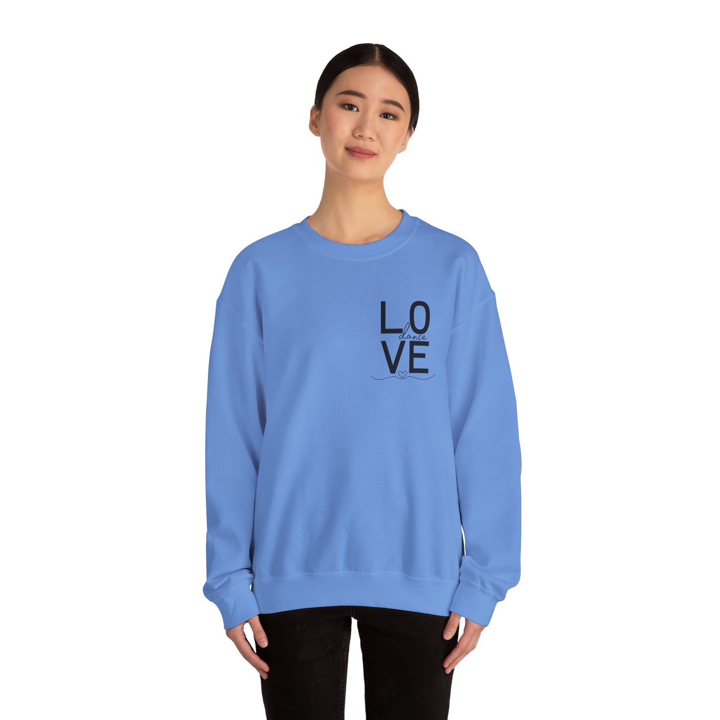 "LOVE Dance" Unisex Crewneck Sweatshirt – Script Letter Graphic Dance Lover Pullover