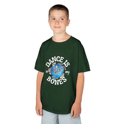 "Dance Is in My Bones” Halloween Dance T-Shirt with Dancing Skeletons Graphic - Kids Heavy Cotton™ Tee