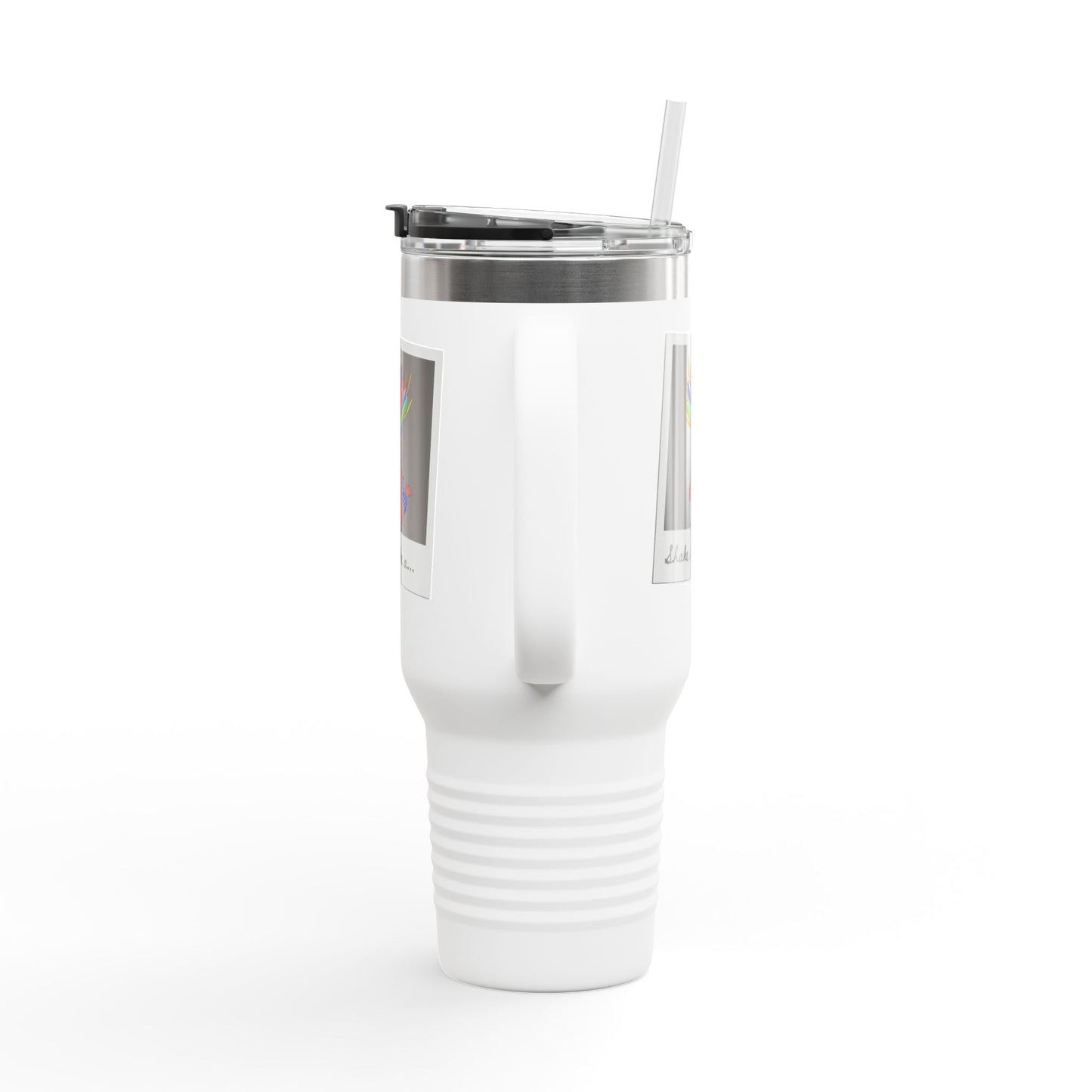 "Shake It Like a..." 40oz Insulated Travel Mug – Carnival Samba Dancer Graphic | Fun Dance-Themed Stainless Steel Tumbler for Hot & Cold Drinks