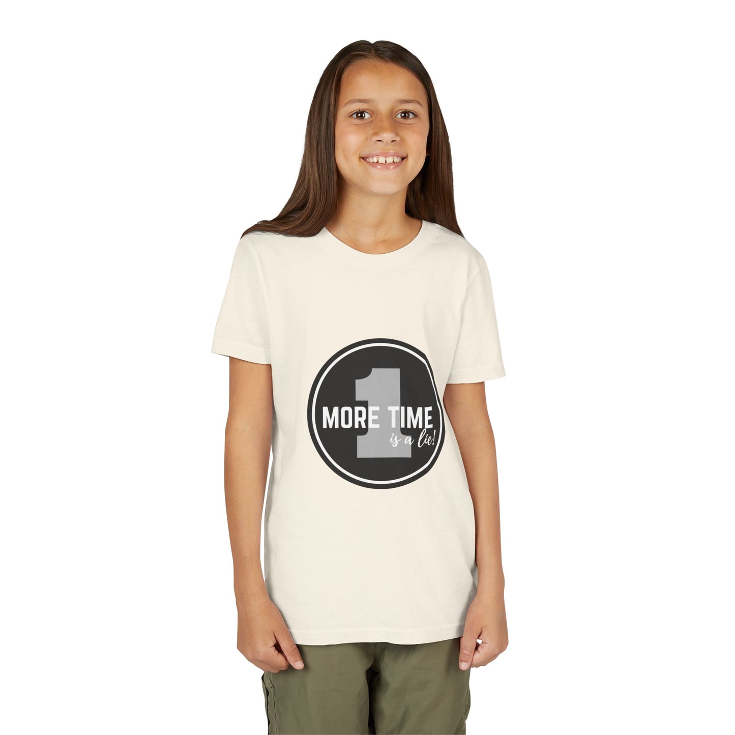 “One More Time is a Lie” Bold Emblem Dancer Graphic T-Shirt for Kids – Funny Dance Rehearsal Shirt - Youth Dance Tee