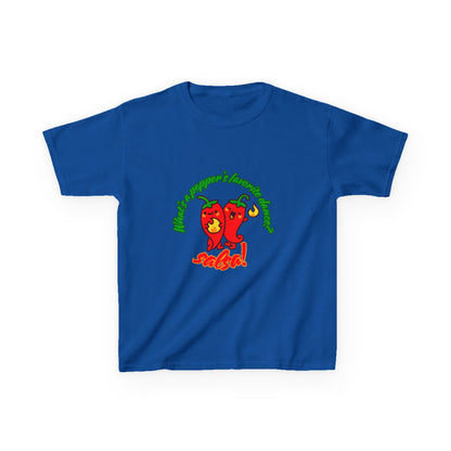 "What’s a Pepper’s Favorite Dance? Salsa!" Youth Short Sleeve Tee – Funny Dance Shirt with Cute Pepper Graphic for Kids