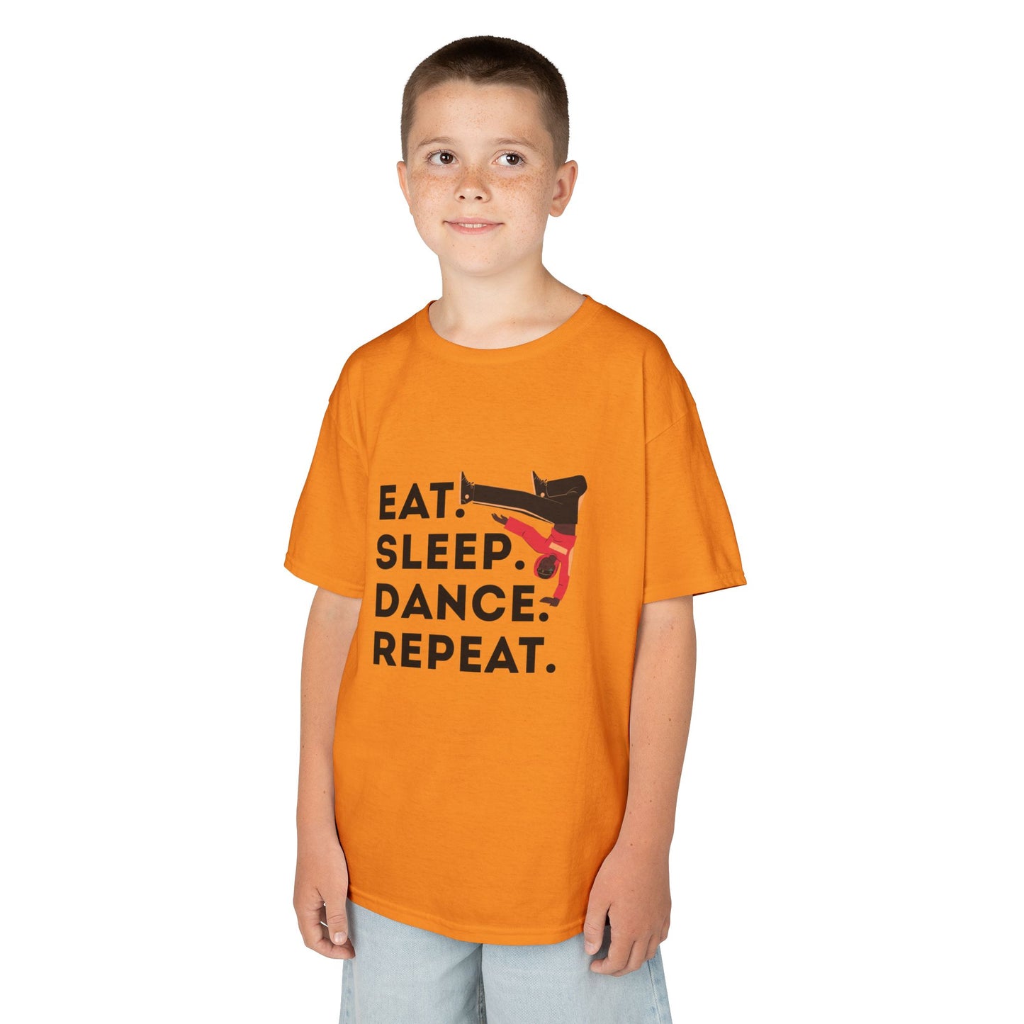 "Eat Sleep Dance Repeat" Youth Short Sleeve Tee – Bold B-Boy Graphic Hip-Hop Dance Shirt for Kids and Young Performers