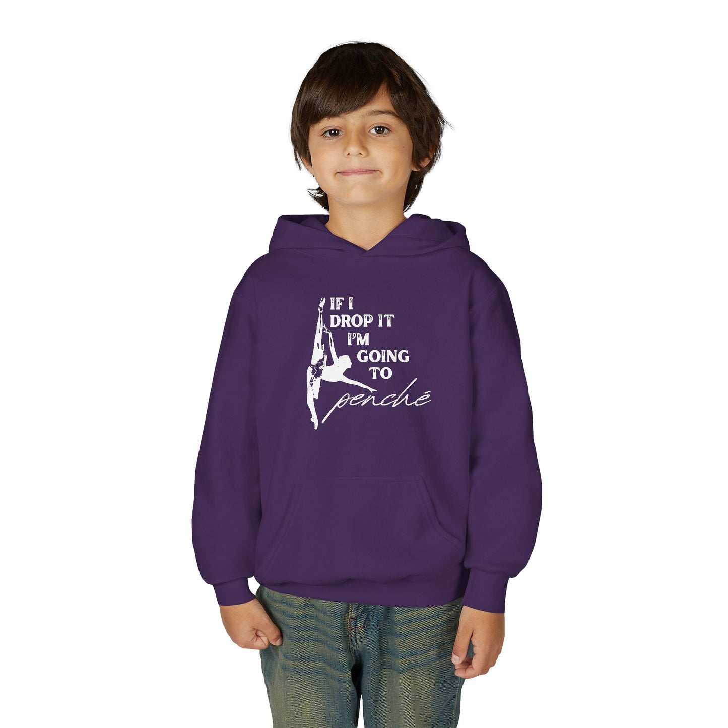 “If I Drop It, I’m Going to Penché” Unisex Youth Hoodie with Ballet Dancer Graphic – Funny Dance Hoodie for Kids & Teens, Personalized with Name or Studio