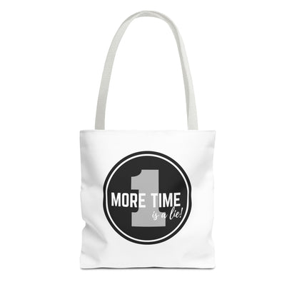 "One More Time is a Lie" Dance Tote Bag – Bold Emblem Graphic Canvas Bag for Dancers, Rehearsals & Everyday Use