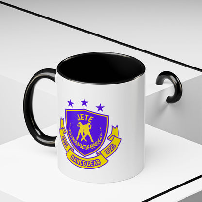 "Jeté Dance Gear Estd 2025" Accent Coffee Mug – Collegiate Style Ceramic Mug for Dancers and Studio Pride