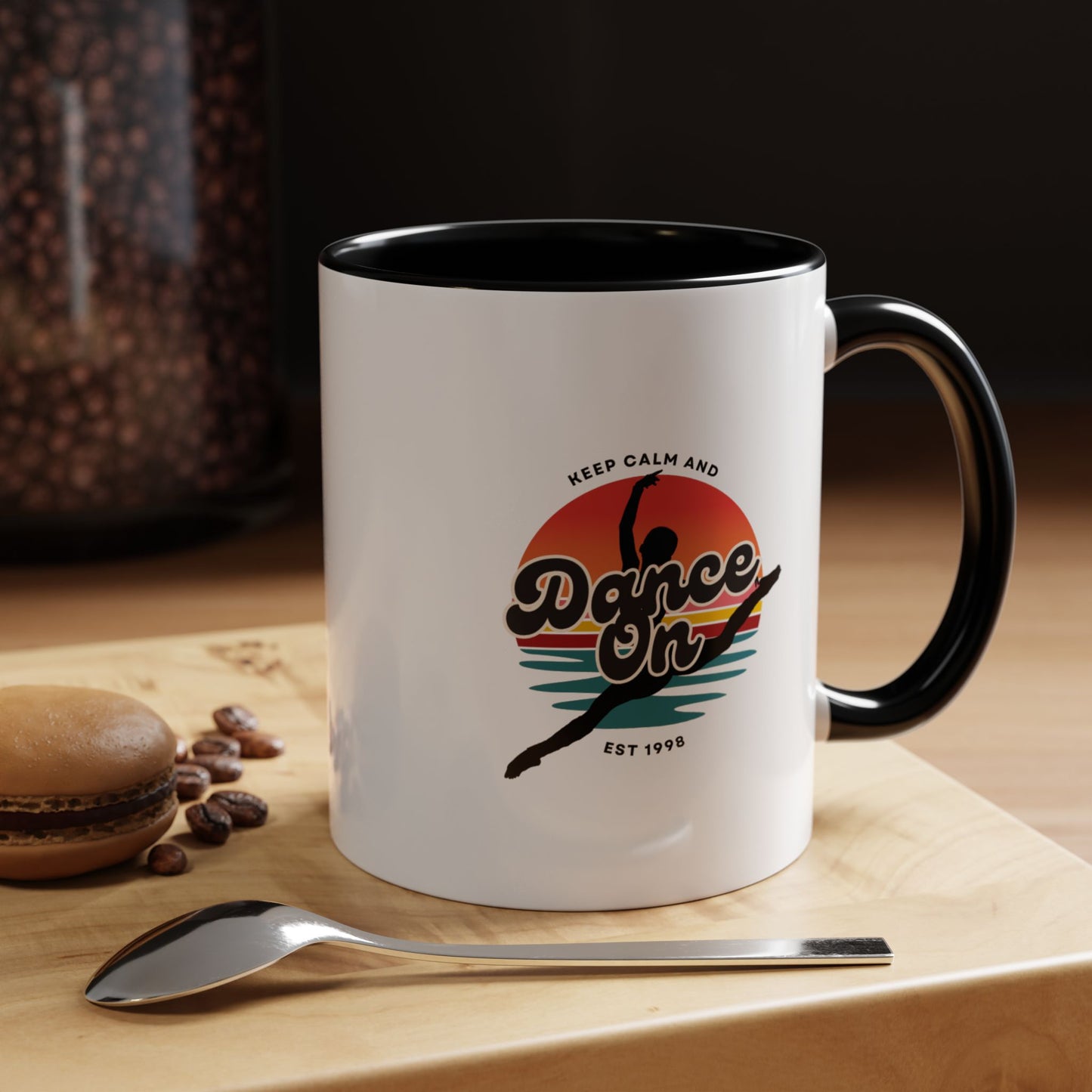 "Keep Calm and Dance On" Accent Coffee Mug – Motivational Dance Quote Ceramic Mug for Dancers and Instructors