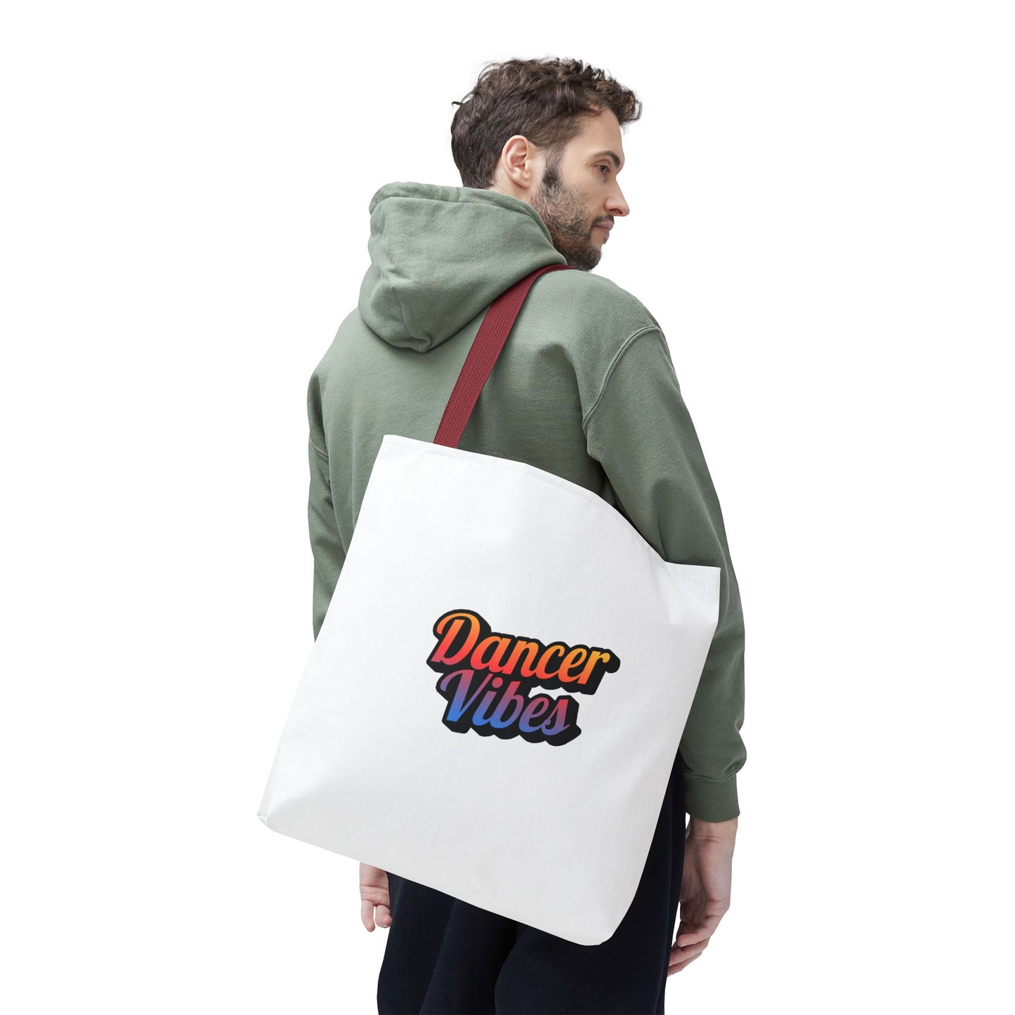 "Dancer Vibes" Canvas Tote Bag – Bold Dance-Themed Text Graphic Bag for Dancers, Students & Everyday Use