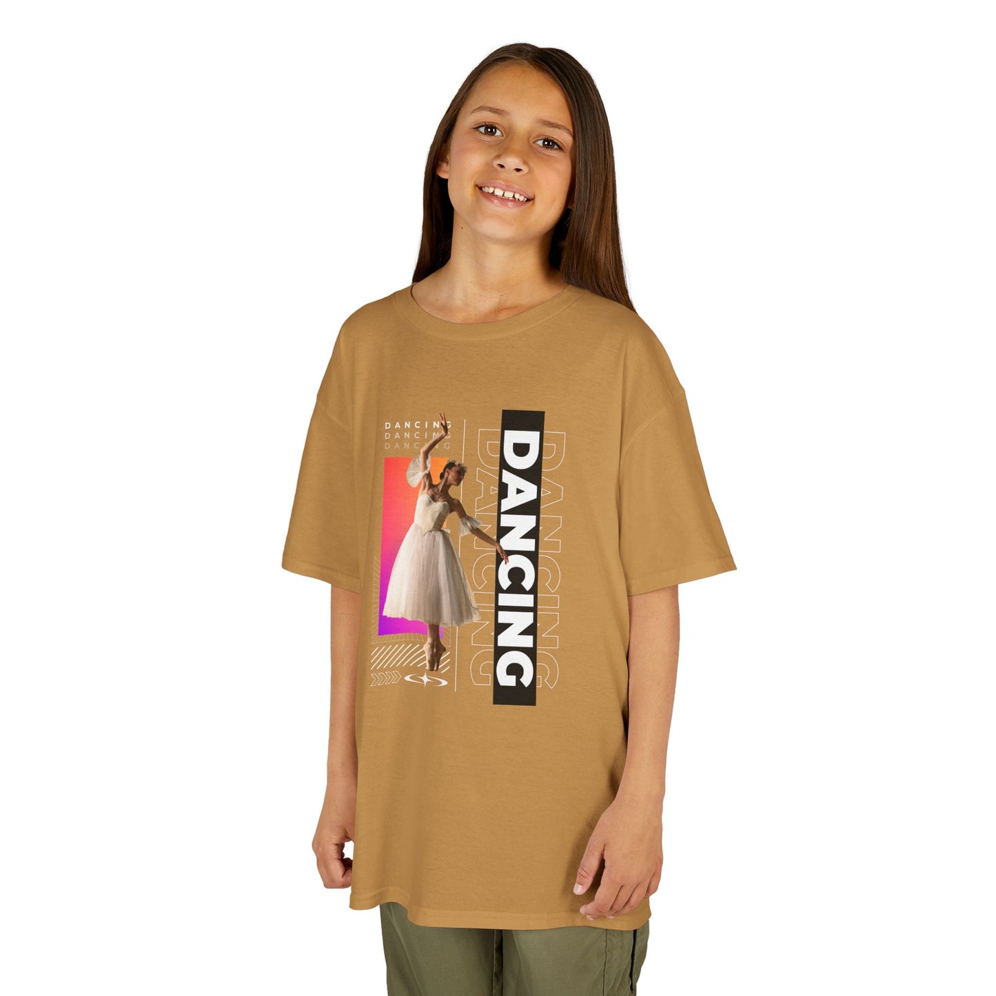 “Dancing” Youth Short Sleeve T-Shirt – Streetwear-Inspired Female Dancer Graphic – Trendy Kids Dance T-Shirt for Girls
