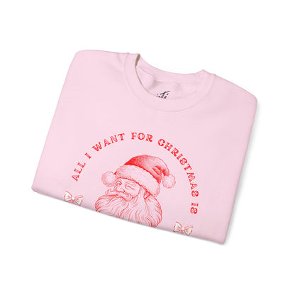 “All I Want for Christmas Is Unlimited Dance Classes” ADULT SWEATSHIRT Unisex Heavy Blend Crewneck with Vintage Santa – Festive Holiday Dance Sweatshirt for Dancers & Studios