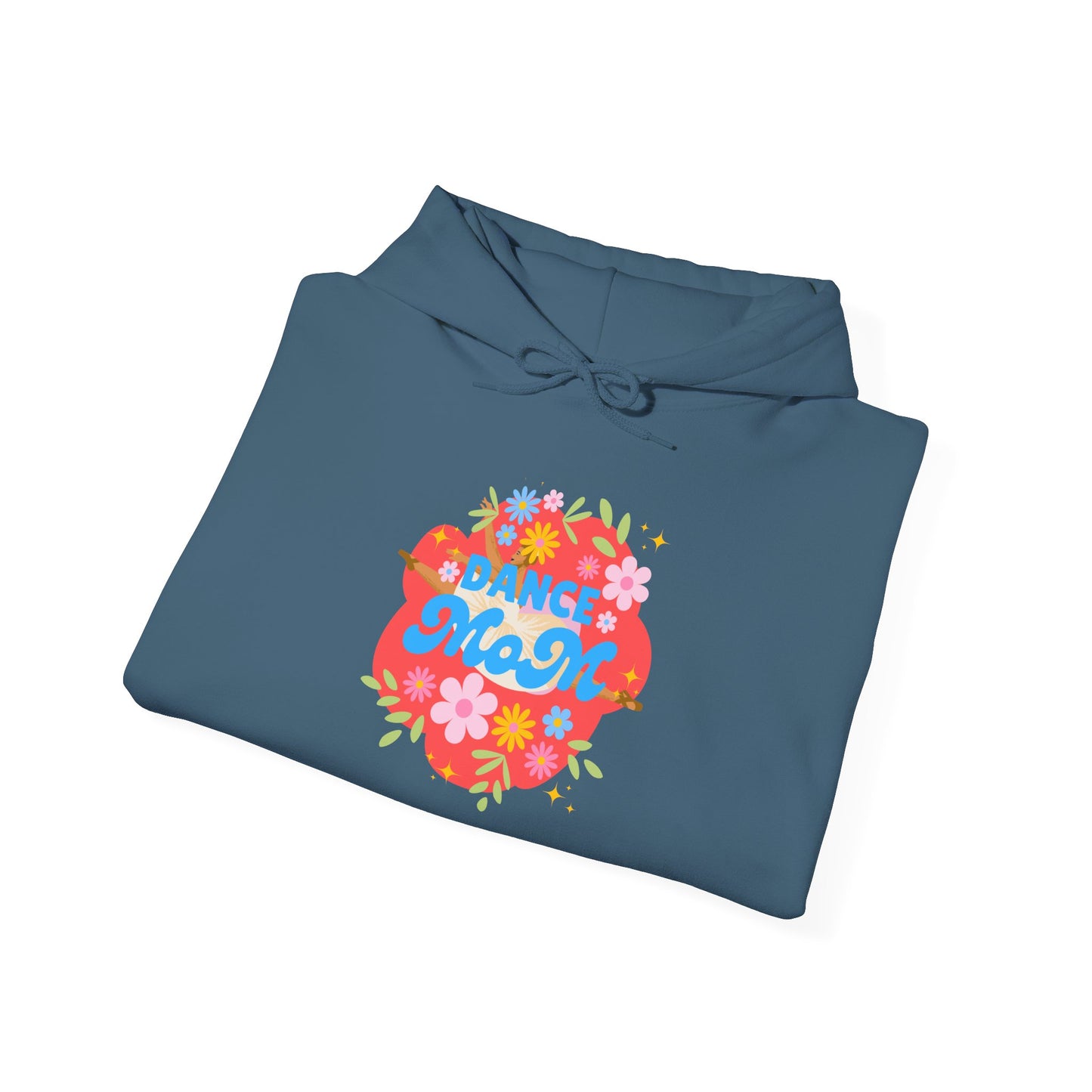 "Dance Mom" Superhero Hoodie – Floral Front Graphic & Fun Back Design | Unisex Hooded Sweatshirt for Proud Dance Parents