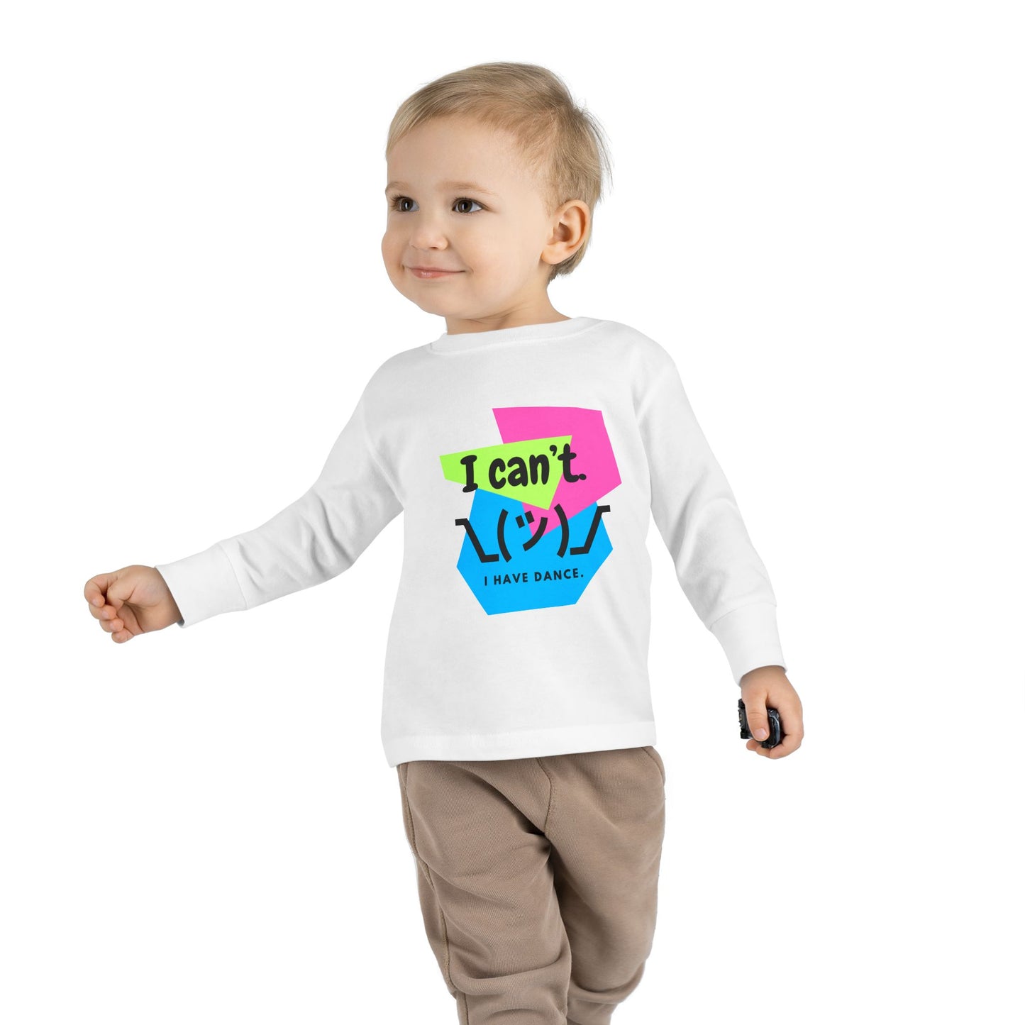"I Can’t. I Have Dance." Toddler Long Sleeve Dance T-Shirt – 80s Retro Emoji Graphic Shirt for Kids