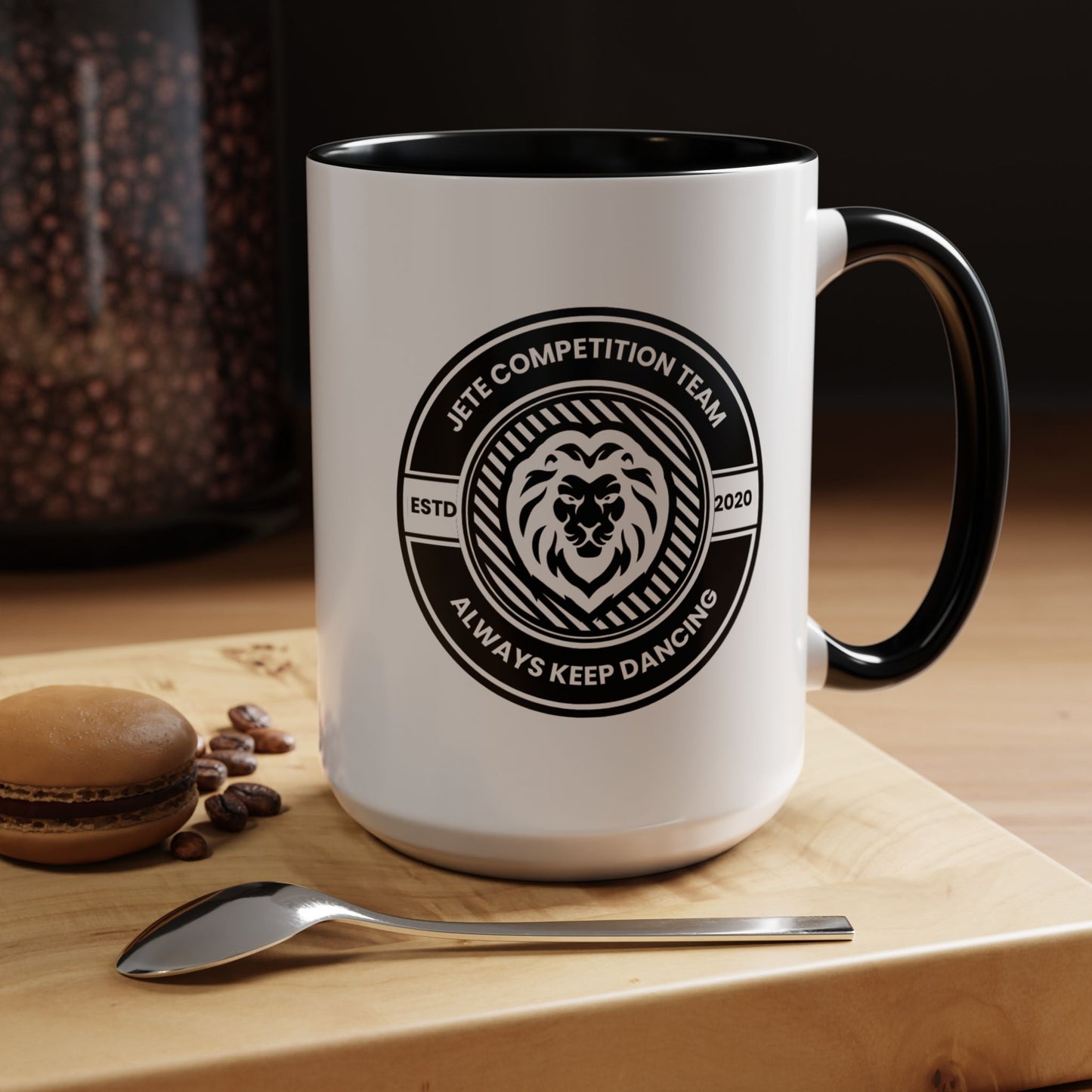 "Jeté Competition Team – Always Keep Dancing" Accent Coffee Mug – Collegiate Style Ceramic Mug for Dancers and Studio Teams