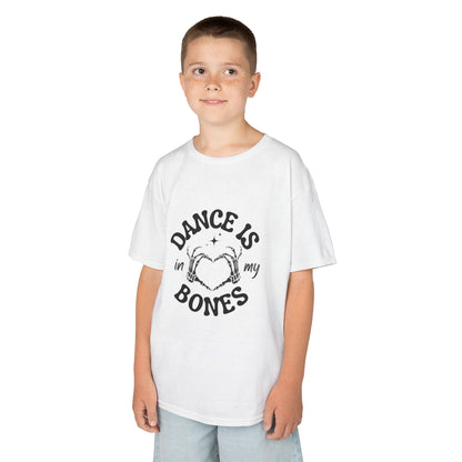 “Dance Is in My Bones” Halloween Dance T-Shirt with Cute Skeleton Heart Graphic - Kids Heavy Cotton™ Tee
