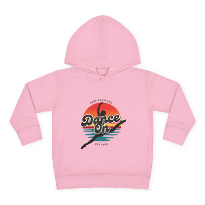 “Keep Calm and Dance On” Toddler Fleece Hoodie – Retro Dancer Graphic Sweatshirt for Little Movers